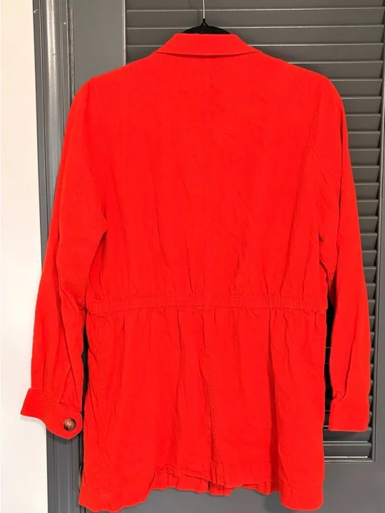 Marc New York Linen Bright Red Drawstring-Waist Utility Jacket - Picture 7 of 7